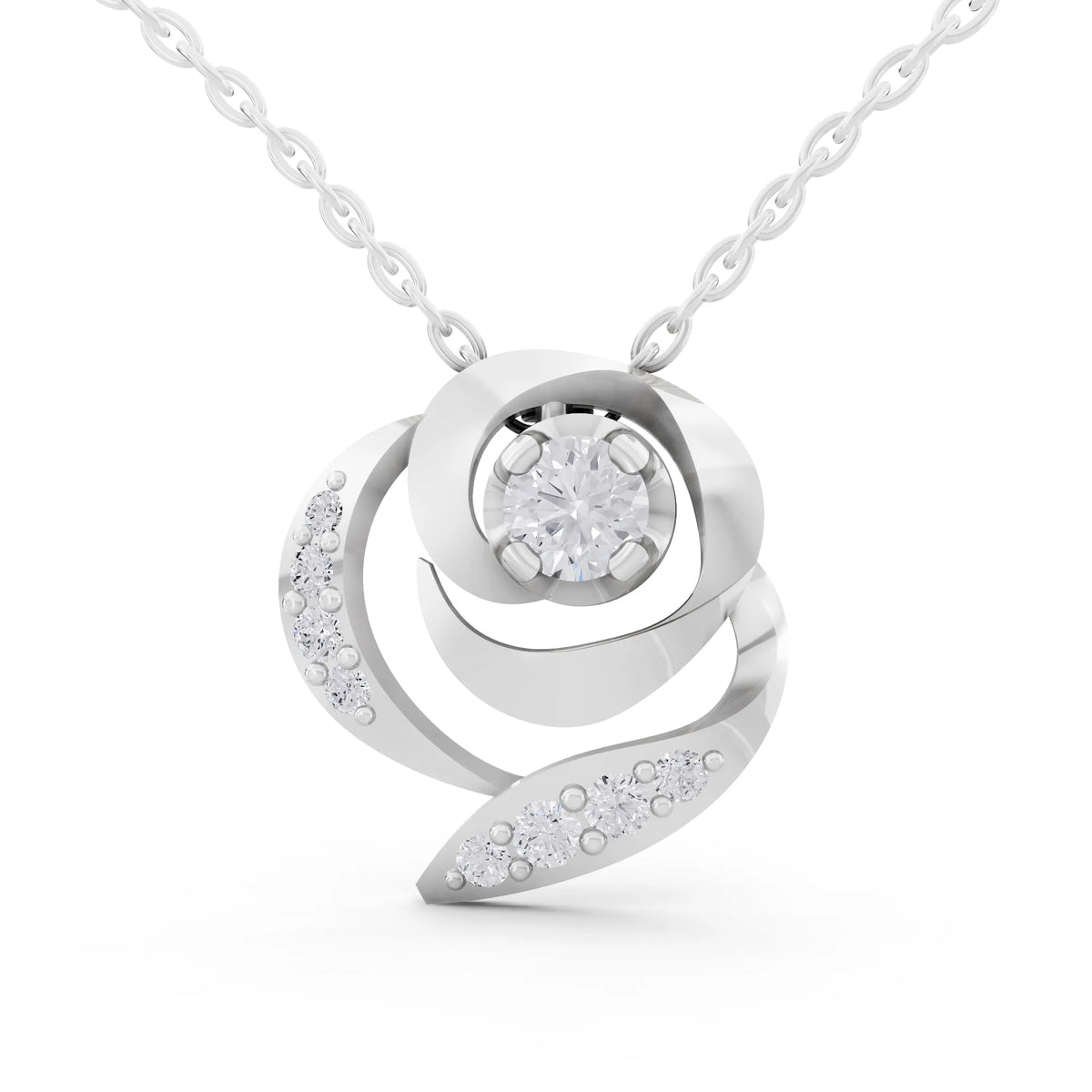 Spiral Pave Lab Grown Diamond Pendant