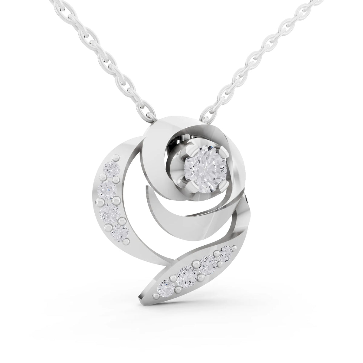 Spiral Pave Lab Grown Diamond Pendant, view 4