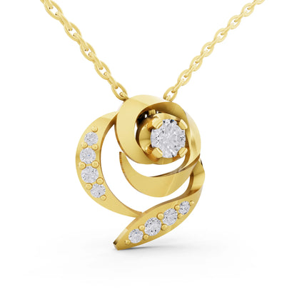 Yellow Gold Spiral Pave Lab Grown Diamond Pendant, view 4