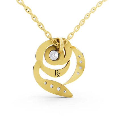 Yellow Gold Spiral Pave Lab Grown Diamond Pendant, view 5