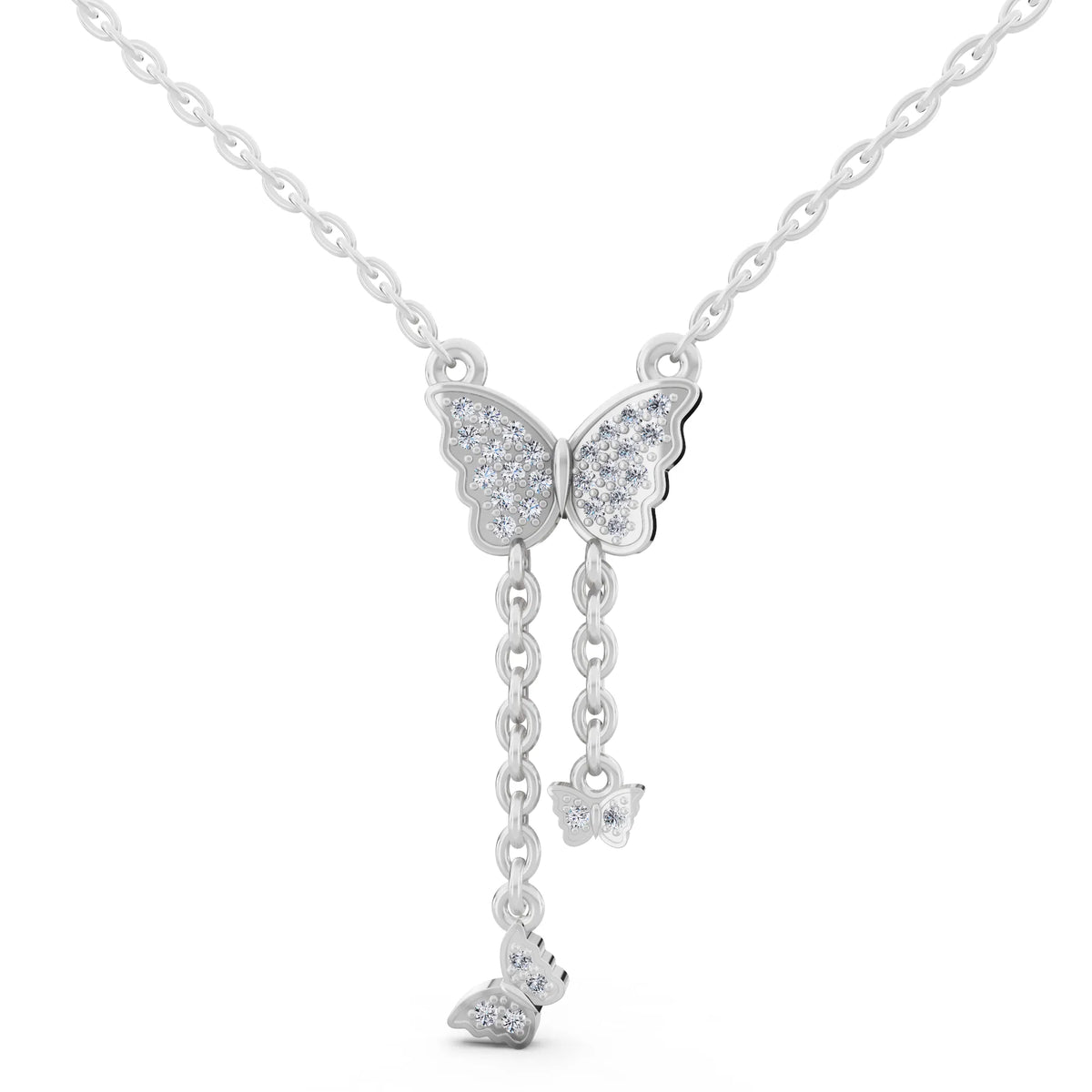 Butterfly Dangling Chain Lab Grown Diamond Pendant