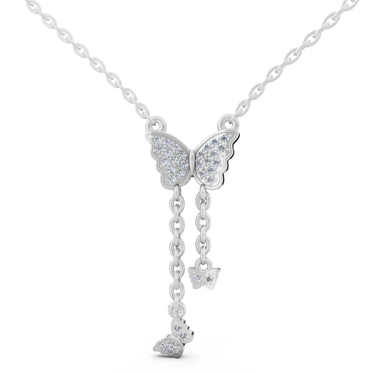 Butterfly Dangling Chain Lab Grown Diamond Pendant