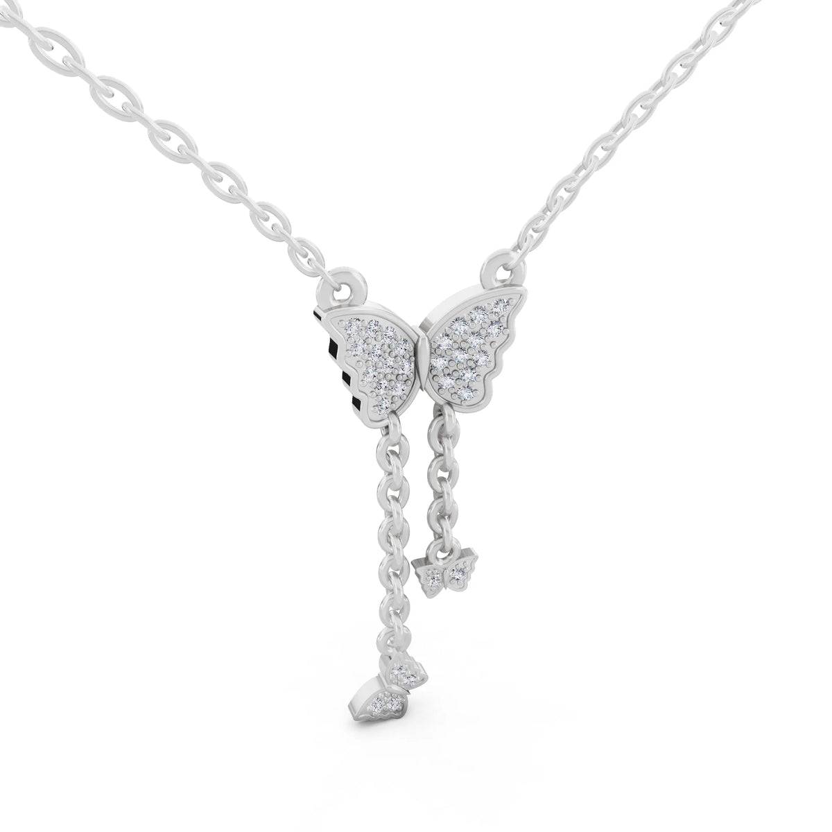 Butterfly Dangling Chain Lab Grown Diamond Pendant, view 4