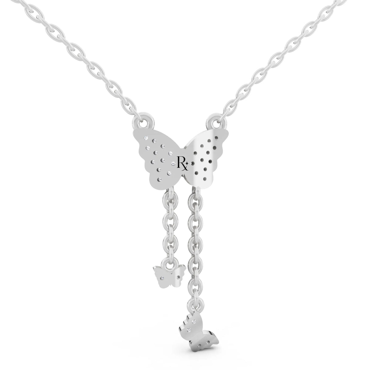 Butterfly Dangling Chain Lab Grown Diamond Pendant, view 5