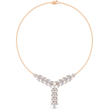 Rose Gold Layered Leaf Lab Grown Diamond Necklace, view 5