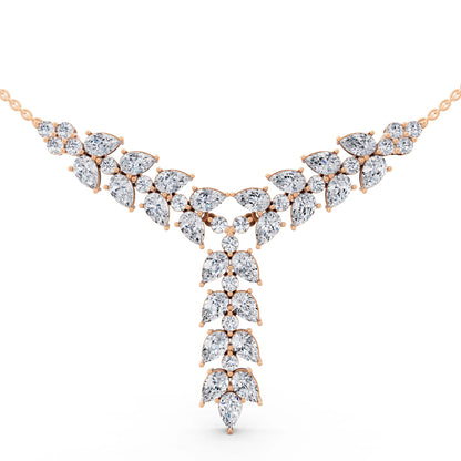 Rose Gold Layered Leaf Lab Grown Diamond Necklace