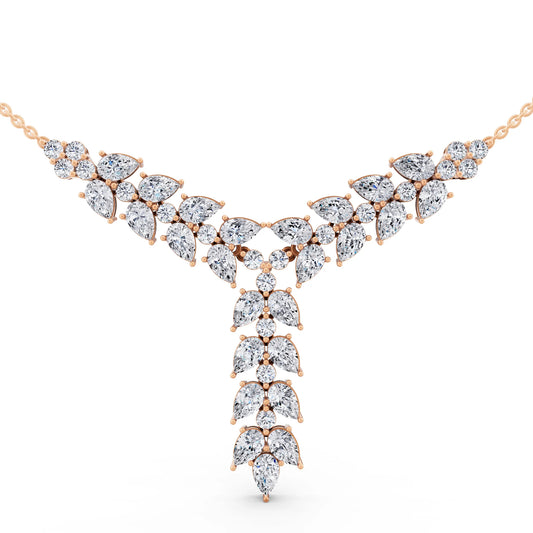 Rose Gold Layered Leaf Lab Grown Diamond Necklace