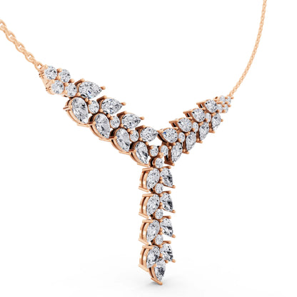 Rose Gold Layered Leaf Lab Grown Diamond Necklace, view 3