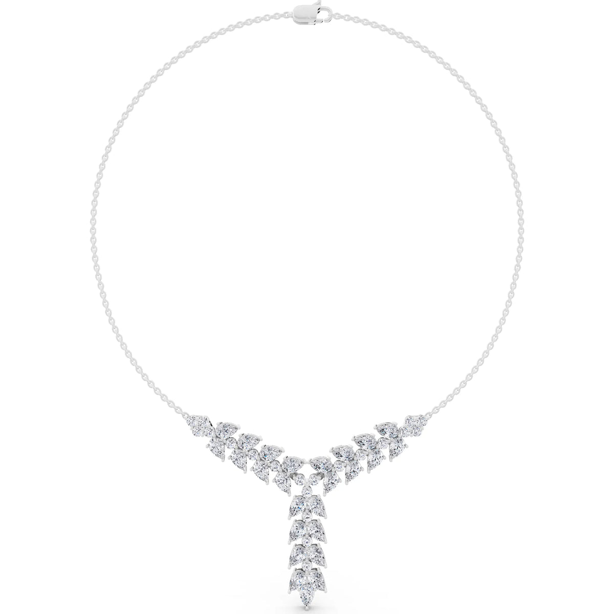 Layered Leaf Lab Grown Diamond Necklace, view 5