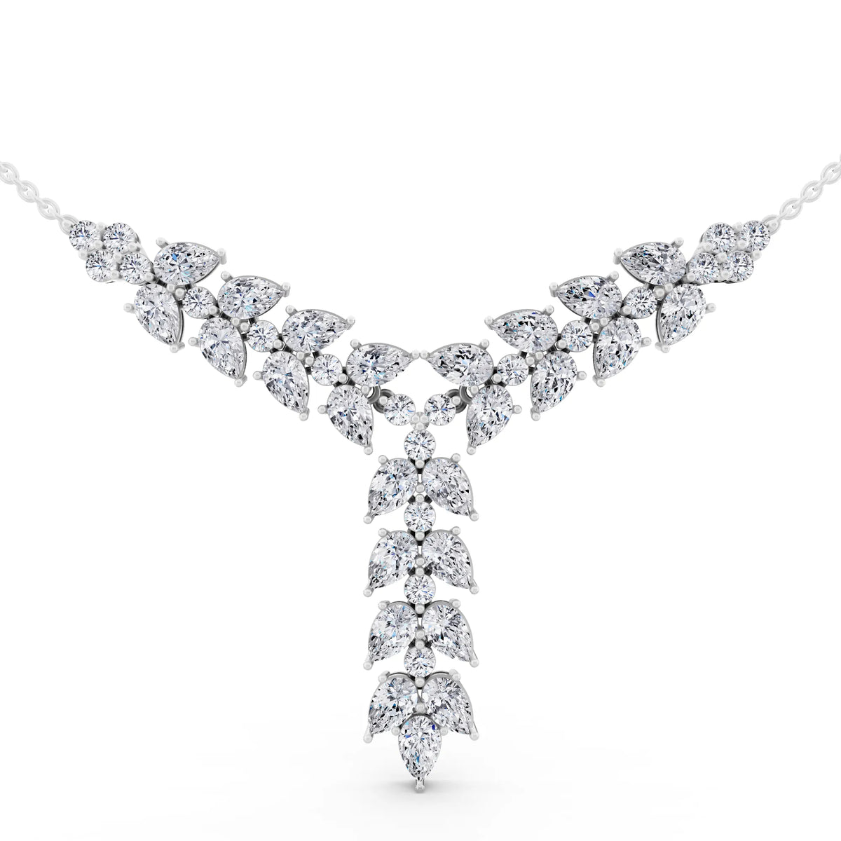 Layered Leaf Lab Grown Diamond Necklace