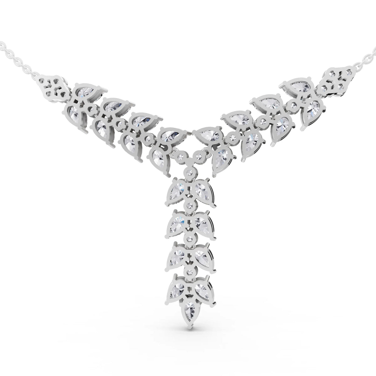 Layered Leaf Lab Grown Diamond Necklace, view 4