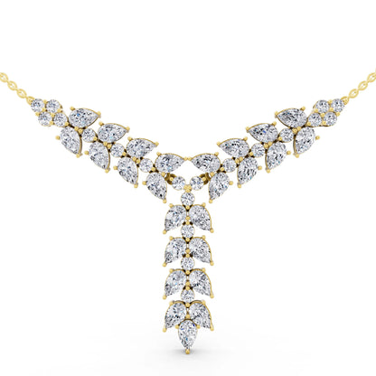 Yellow Gold Layered Leaf Lab Grown Diamond Necklace