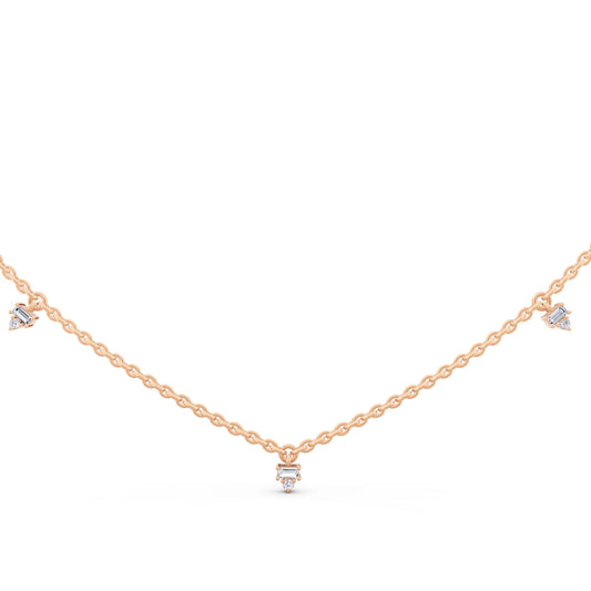 Rose Gold Five Station Lab Grown Diamond Necklace