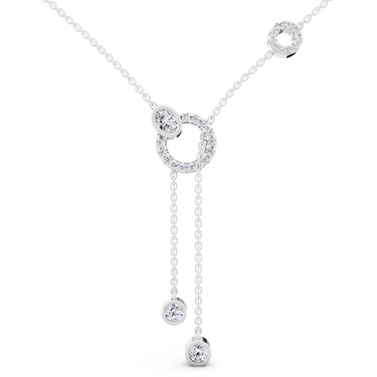 Double Chain Drop Circle Lab Grown Diamond Necklace