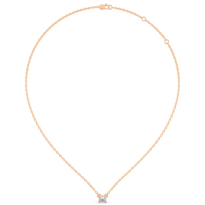 Rose Gold Emerald Lab Grown Diamond Solitaire Pendant, view 6
