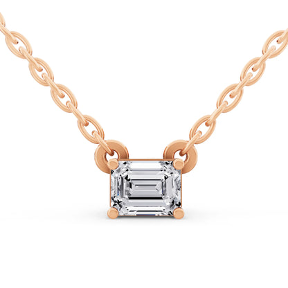 Rose Gold Emerald Lab Grown Diamond Solitaire Pendant