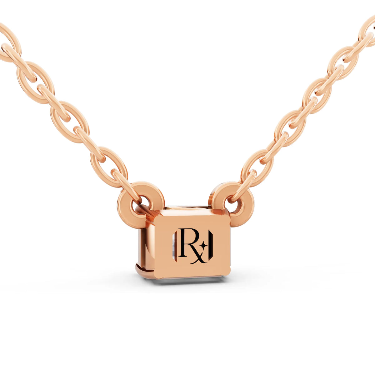 Rose Gold Emerald Lab Grown Diamond Solitaire Pendant, view 5