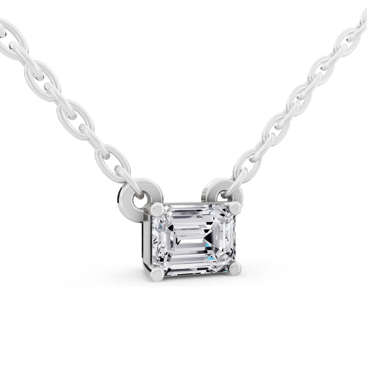 Emerald Lab Grown Diamond Solitaire Pendant, view 4