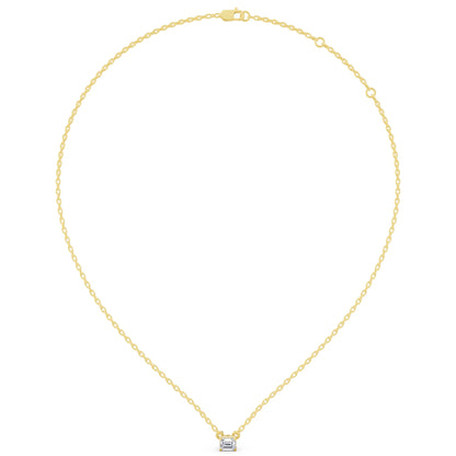 Yellow Gold Emerald Lab Grown Diamond Solitaire Pendant, view 6