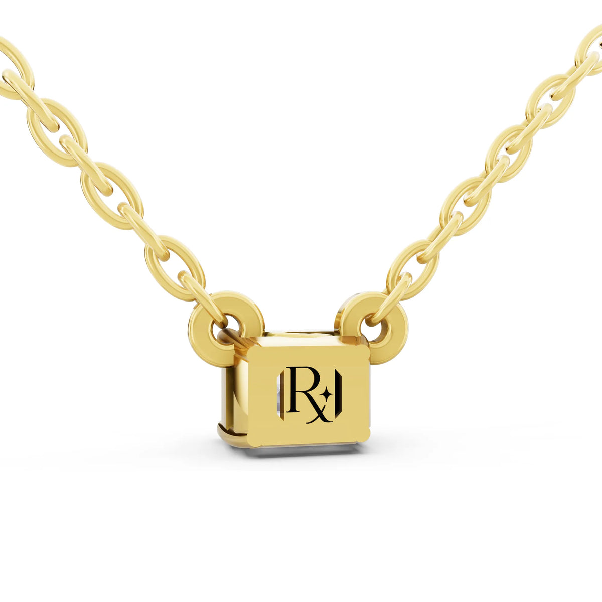 Yellow Gold Emerald Lab Grown Diamond Solitaire Pendant, view 5