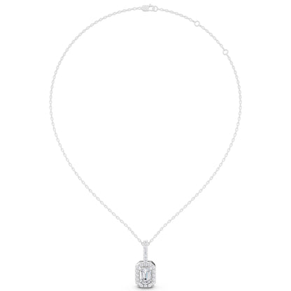 Emerald Lab Grown Diamond Halo Pendant, view 5