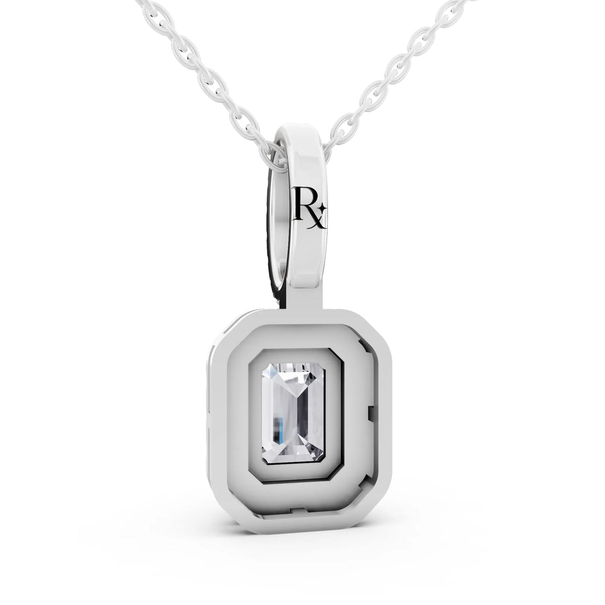 Emerald Lab Grown Diamond Halo Pendant, view 4