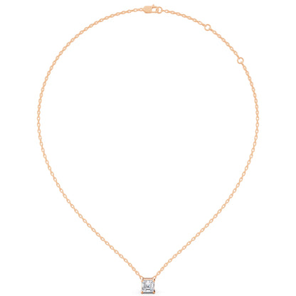 Rose Gold Asscher Lab Grown Diamond Solitaire Pendant, view 6