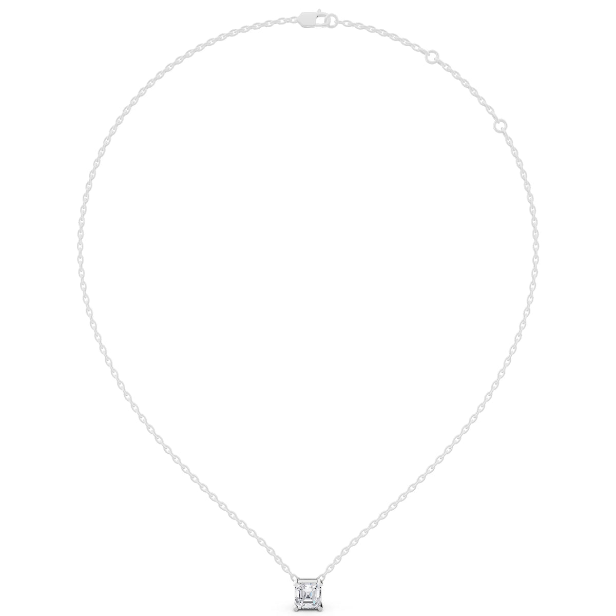 Asscher Lab Grown Diamond Solitaire Pendant, view 6