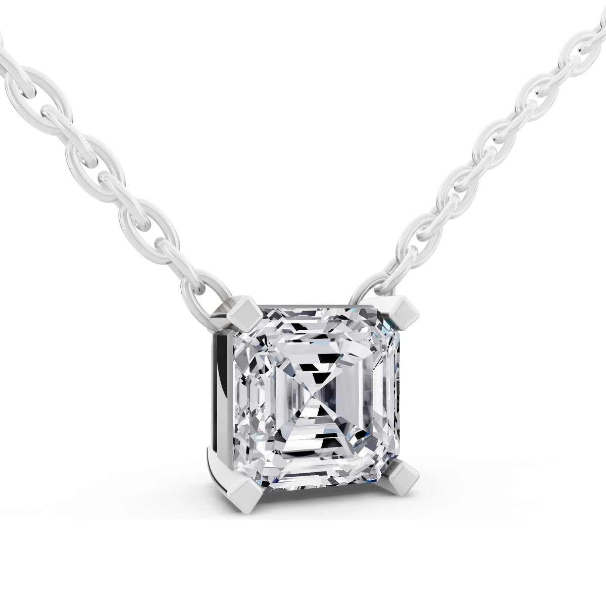 Asscher Lab Grown Diamond Solitaire Pendant, view 4