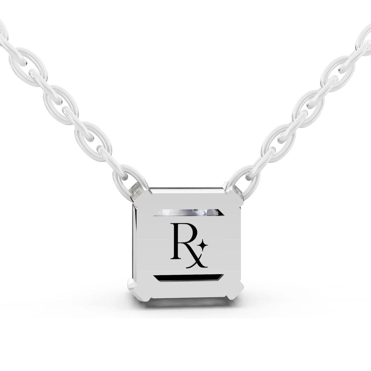 Asscher Lab Grown Diamond Solitaire Pendant, view 5