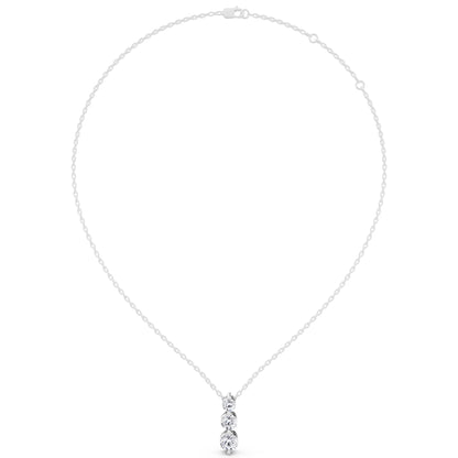 Graduated Three Stone Lab Grown Diamond Drop Necklace, view 6
