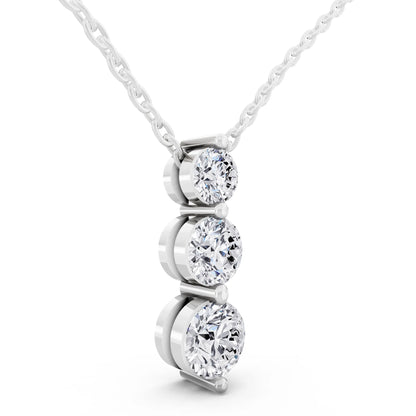 Graduated Three Stone Lab Grown Diamond Drop Necklace, view 4