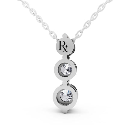 Graduated Three Stone Lab Grown Diamond Drop Necklace, view 5