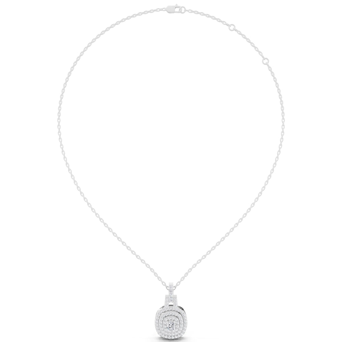 Cushion Lab Grown Diamond Double Halo Pendant, view 5