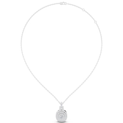 Cushion Lab Grown Diamond Double Halo Pendant, view 5
