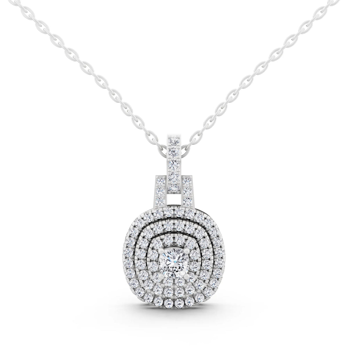 Cushion Lab Grown Diamond Double Halo Pendant