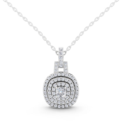 Cushion Lab Grown Diamond Double Halo Pendant