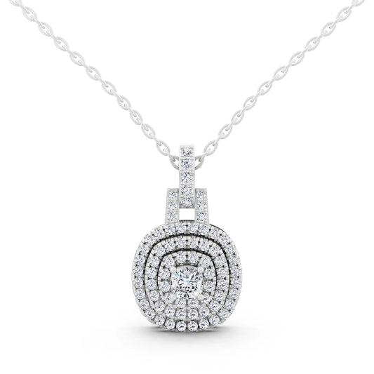Cushion Lab Grown Diamond Double Halo Pendant
