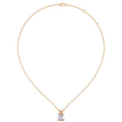 Rose Gold Princess Lab Grown Diamond V Bail Pendant, view 4