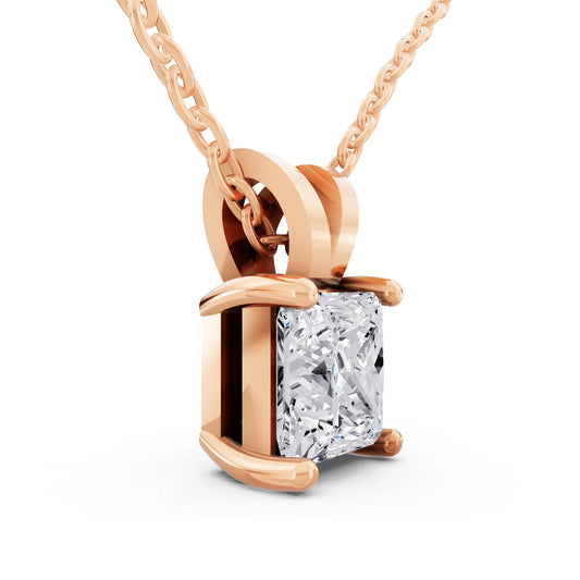 Rose Gold Princess Lab Grown Diamond V Bail Pendant, view 2