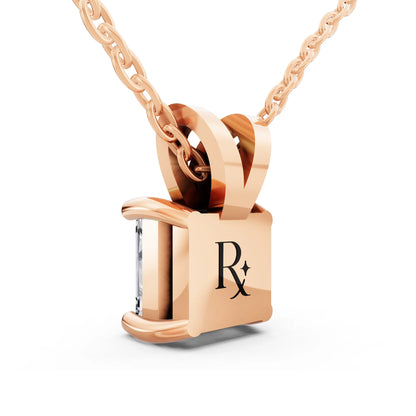 Rose Gold Princess Lab Grown Diamond V Bail Pendant, view 3