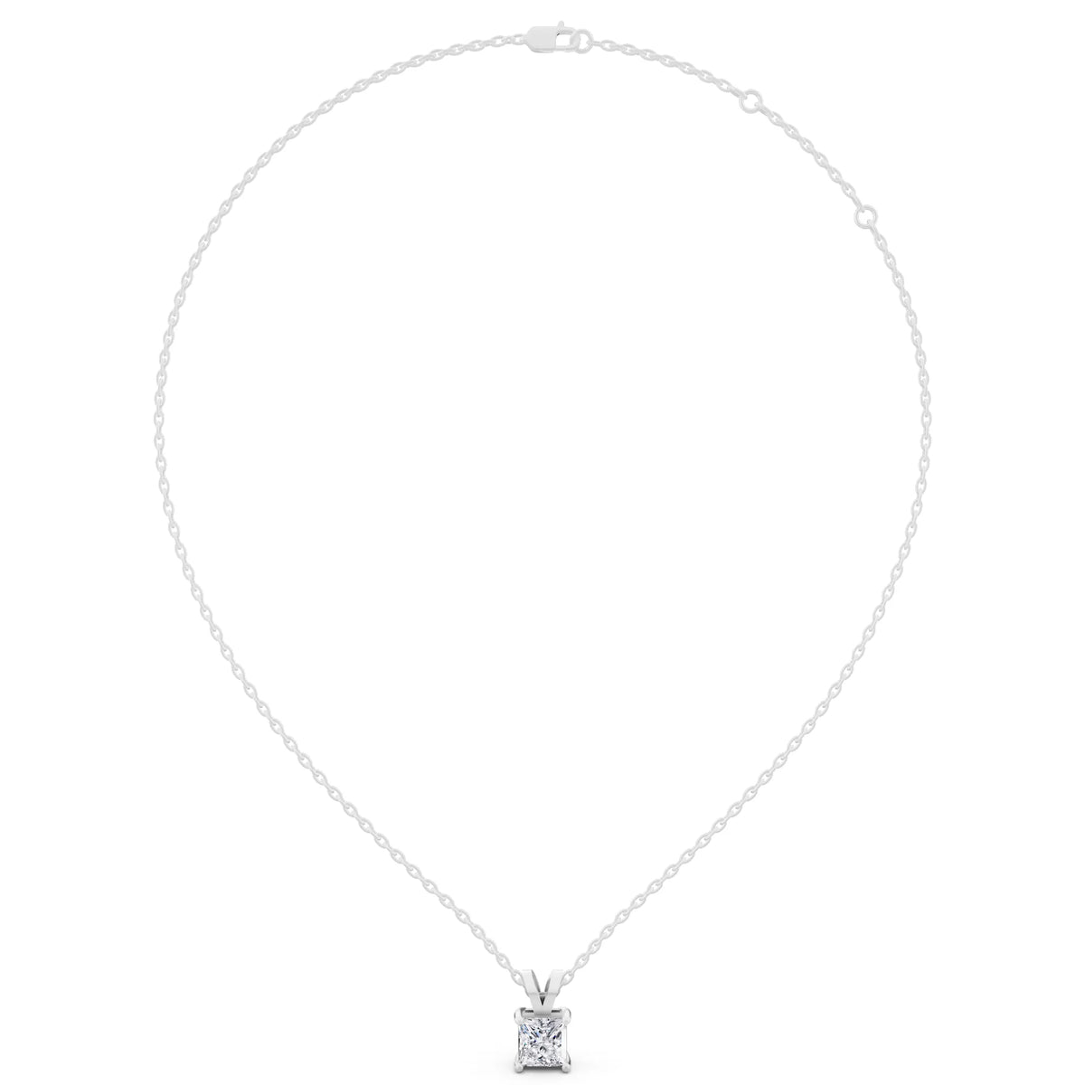 Princess Lab Grown Diamond V Bail Pendant, view 4