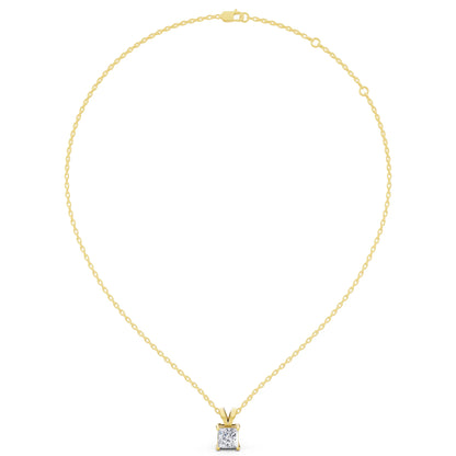 Yellow Gold Princess Lab Grown Diamond V Bail Pendant, view 4