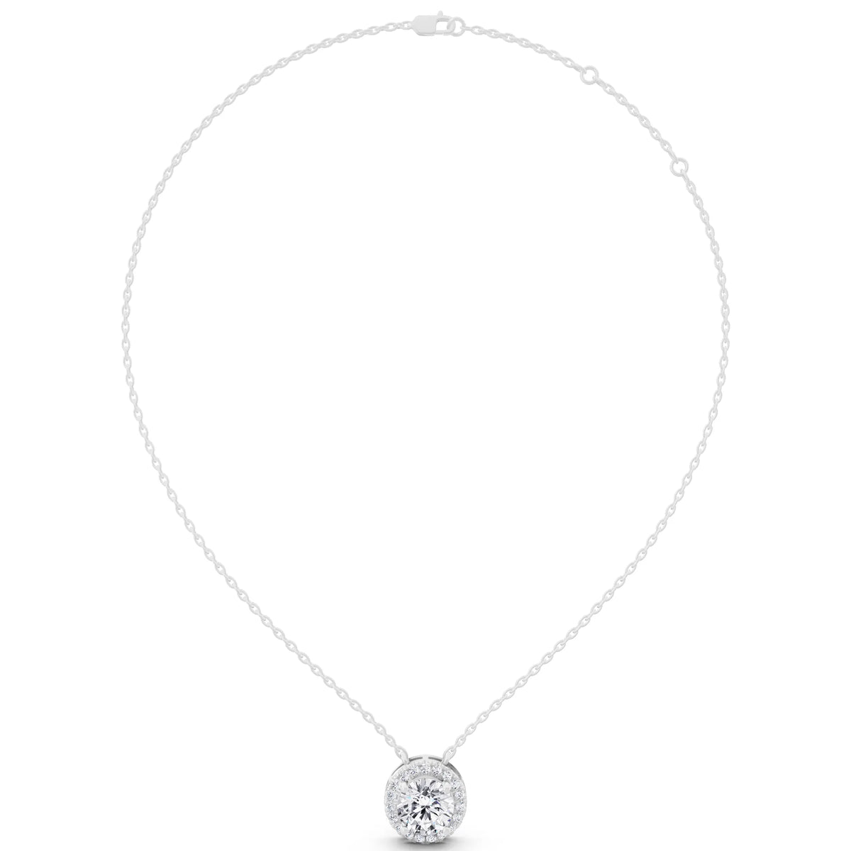 Classic Round Lab Grown Diamond Halo Pendant, view 5