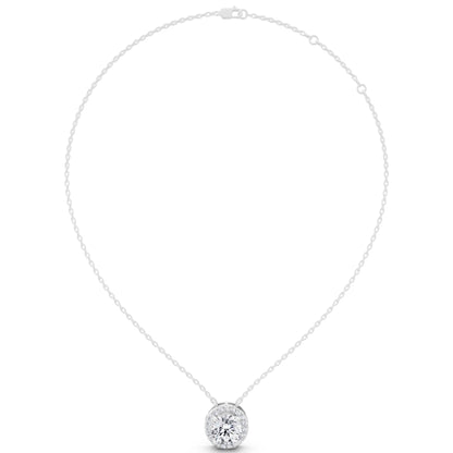 Classic Round Lab Grown Diamond Halo Pendant, view 5