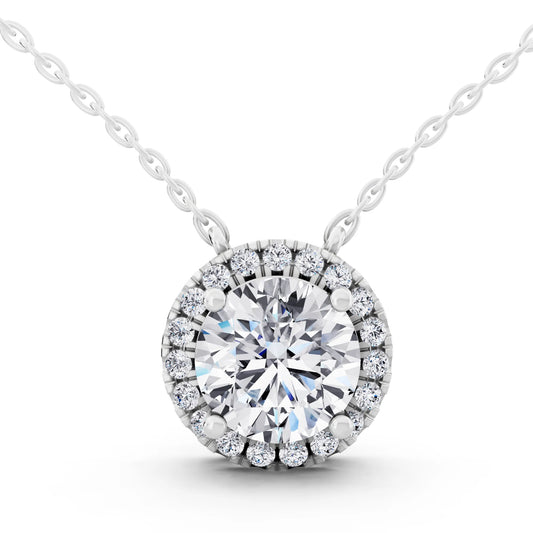 Classic Round Lab Grown Diamond Halo Pendant