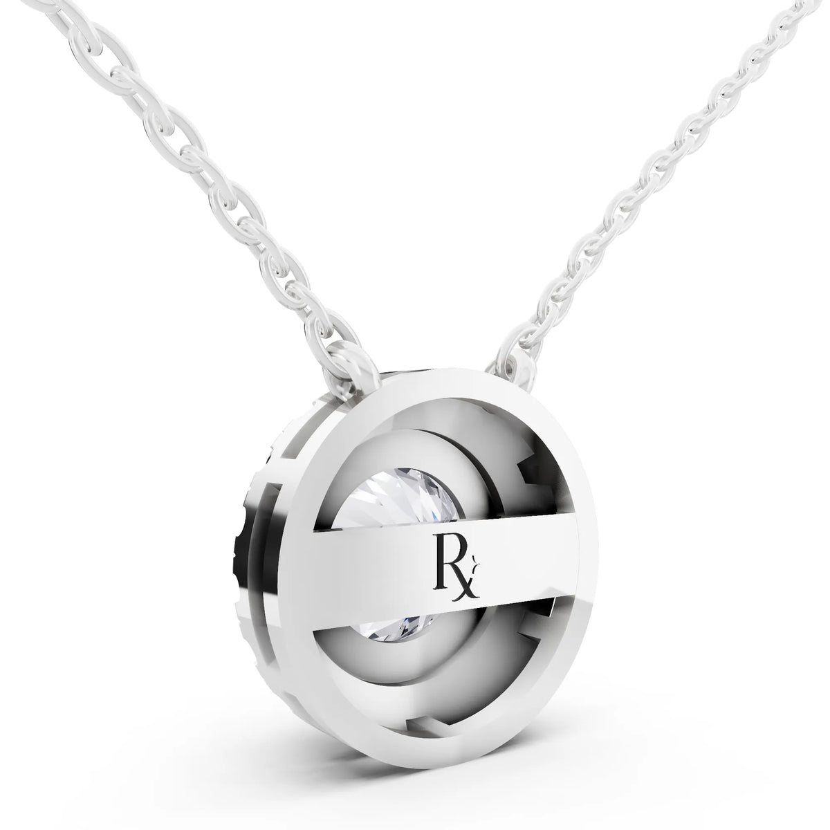 Classic Round Lab Grown Diamond Halo Pendant, view 4
