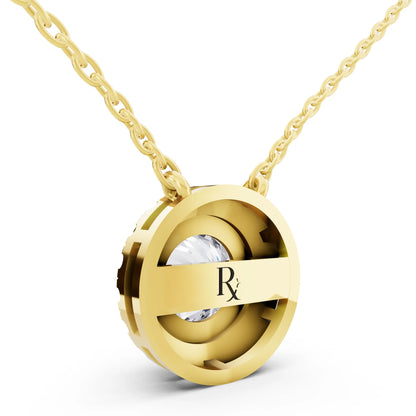 Yellow Gold Classic Round Lab Grown Diamond Halo Pendant, view 4