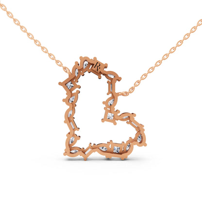 Rose Gold Mixed Shape Open Heart Lab Grown Diamond Pendant, view 5