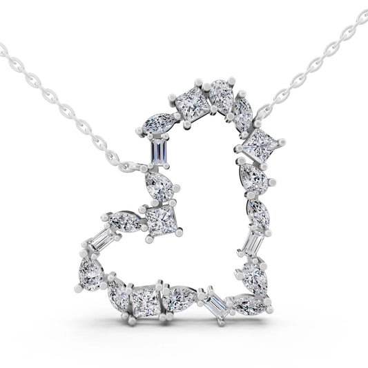 Mixed Shape Open Heart Lab Grown Diamond Pendant